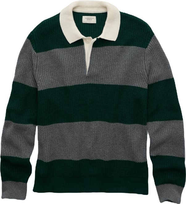 AE Shaker Stitch Rugby Sweater Polo | American Eagle