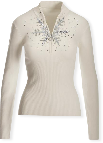 Snowflake Zip Sweater Off White Silver
