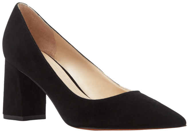 BOSS - Block-heel pumps in suede with pointed toe