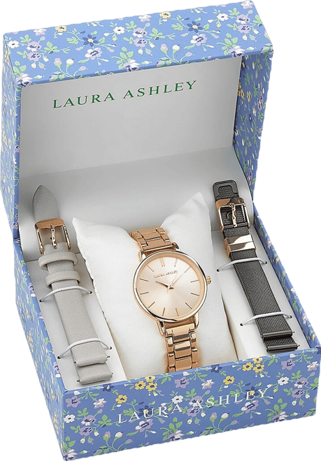 Laura Ashley Womens Stainless Steel Watch Boxed Set Lass1107rg
