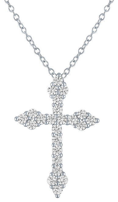 YES PLEASE! Womens Lab Created White Sapphire Sterling Silver Cross Pendant Necklace