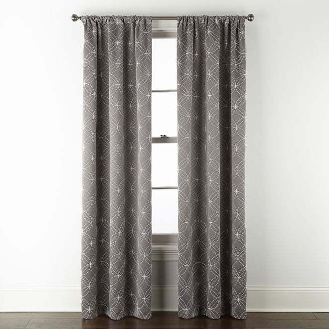 Regal Home Perth Geometric Embroidery Blackout Rod Pocket Set Of 2 Curtain Panel Jcpenney