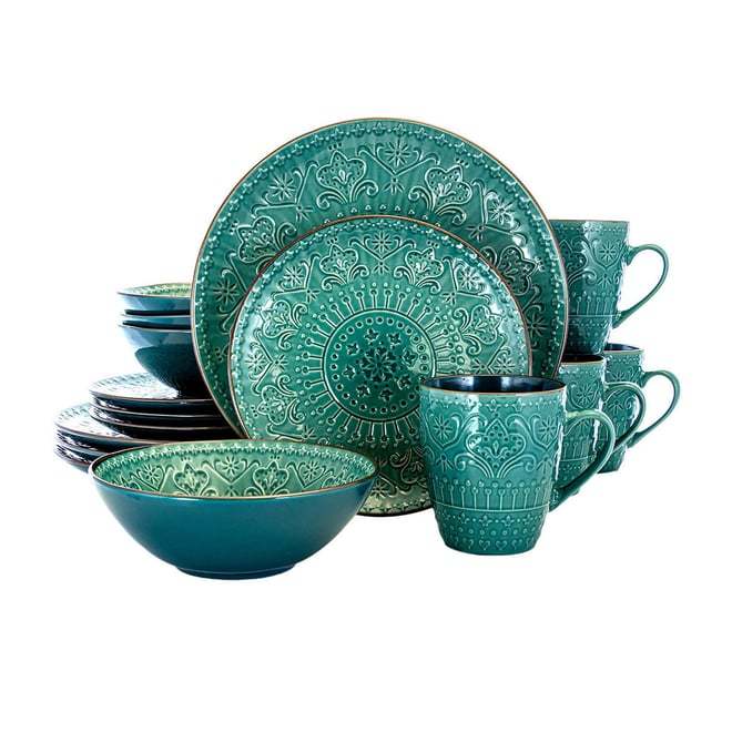 Elama Mozaic 16-pc. Stoneware Dinnerware Set, Color: Turquoise