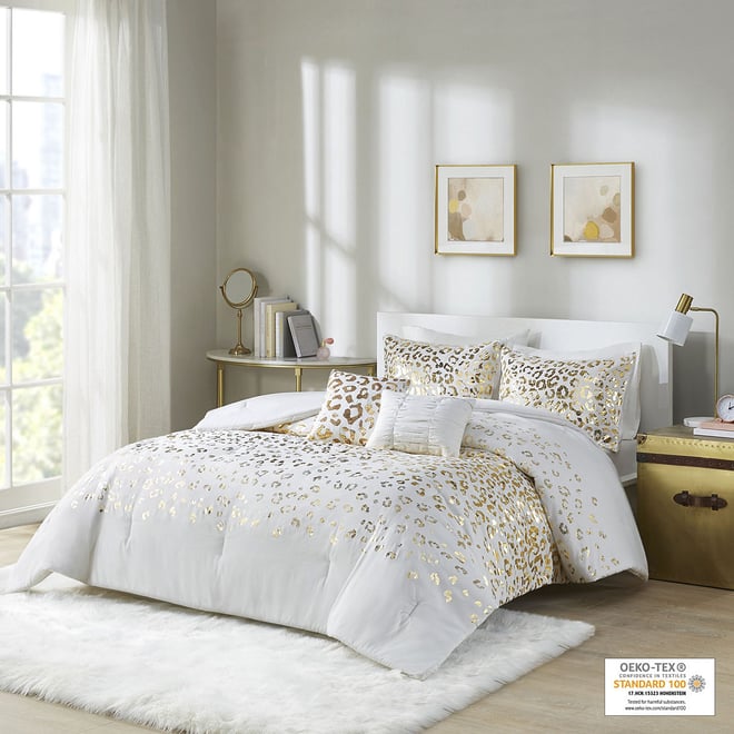 Intelligent Design Serena Animal Print Comforter Set with decorative  pillows, Color: Ivory And Gold - JCPenney