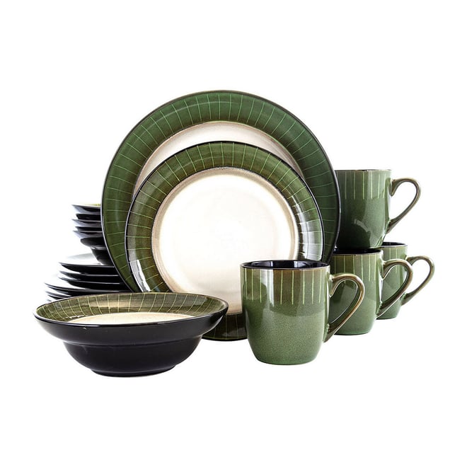 Elama Grand Jade 16-pc. Stoneware Dinnerware Set, Color: Green
