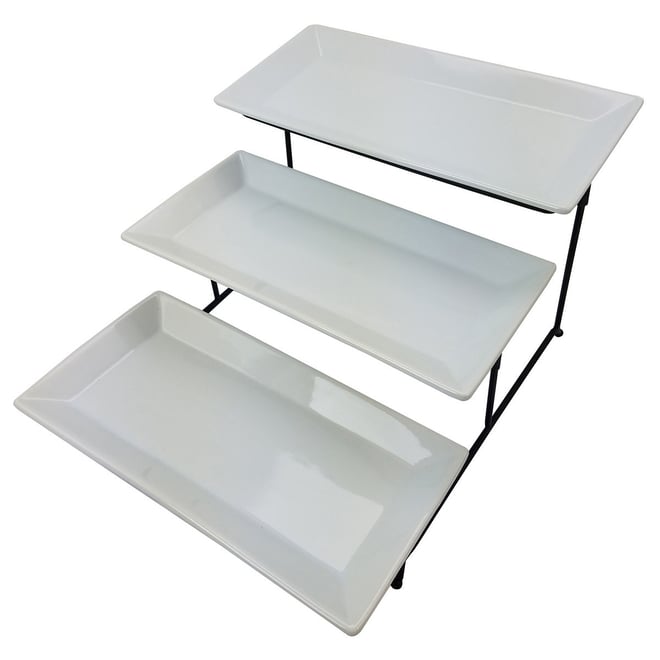 3 tier serving outlet stand with rectangle plates