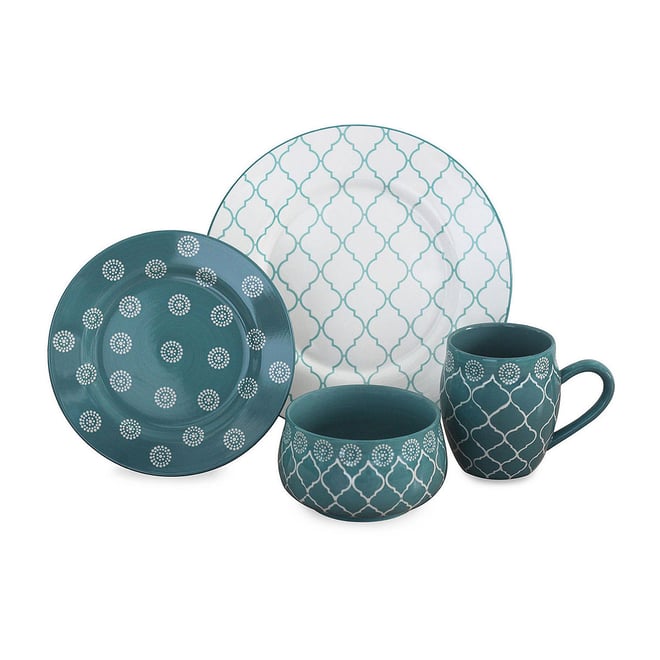 Baum Moroccan Turq 16-pc. Stoneware Dinnerware Set, Color