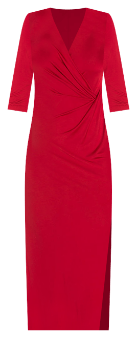 24/7 Comfort Apparel Women's Fitted Side Slit Maxi Dress | Black | Women's X-Large | Dresses Maxi Dresses