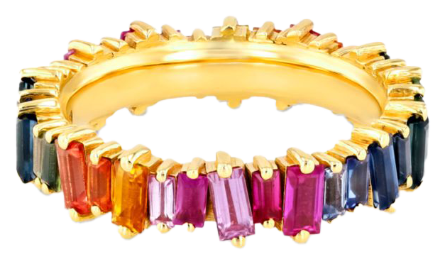 Suzanne Kalan rainbowバゲットリング　K14 Baguette Rainbow Sapphire Reborn Bangle Online | SUZANNE KALAN®