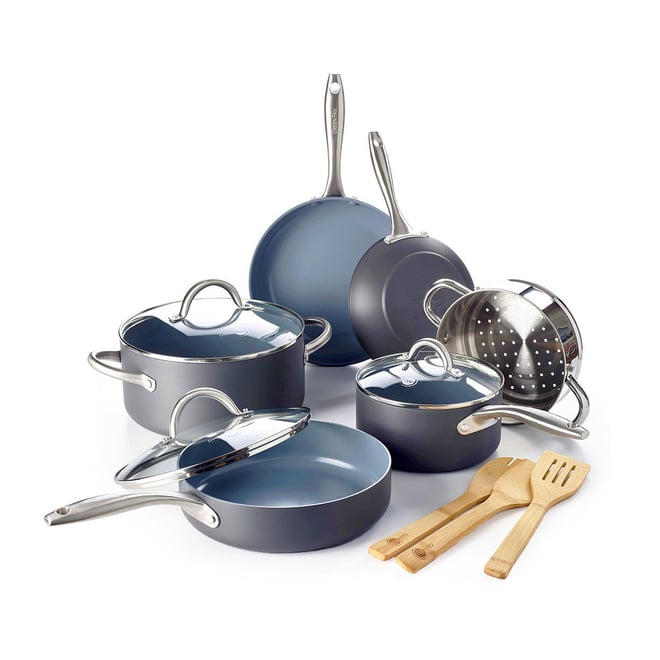 GreenPan Lima 12-pc. Hard Anodized Non-Stick Cookware Set-JCPenney, Color:  Gray