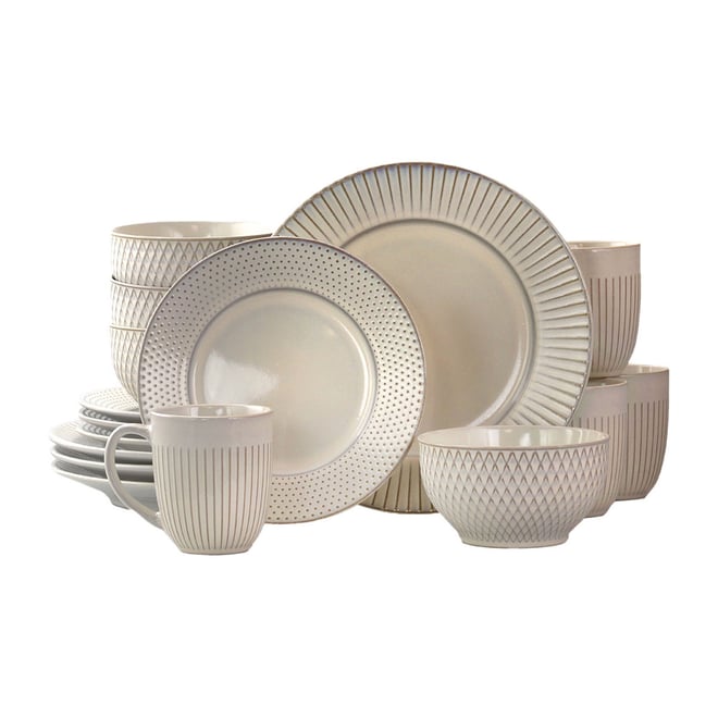 Elama Market Finds 16-pc. Stoneware Dinnerware Set, Color: White
