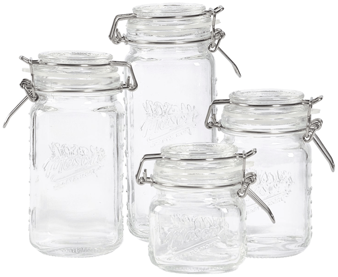 KSP Ice Cold Glass Mason Drinking Jar - Set of 4 (Clear)