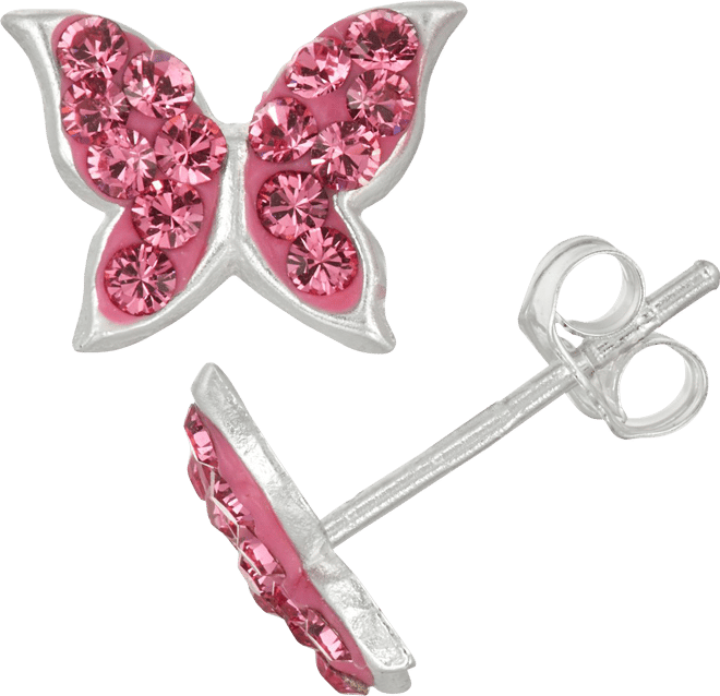 Jerry's 1281 Silver Crystal Skate Earrings - Pink Princess