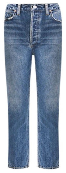 AGOLDE Riley High Rise Cropped Straight Jeans in Frequency