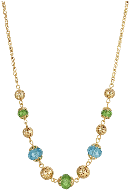 Women Iconic Gold Bead Necklace, Enamel Charms Gold Ball Chain