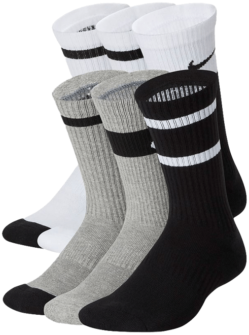 Kids Nike 6-Pack Everyday Cushioned Crew Socks