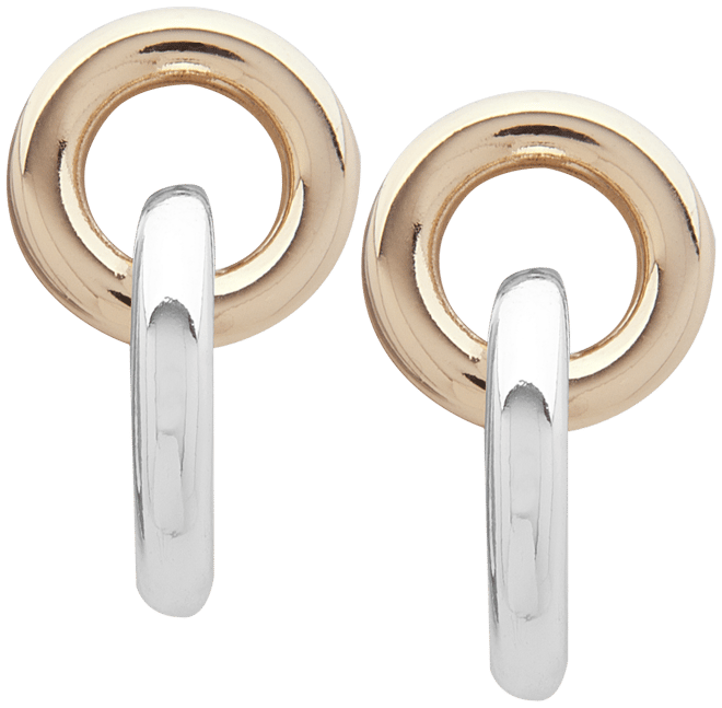 Two-Tone Circle & Bar Drop Earrings