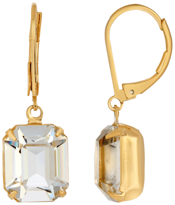 Gold-Tone Octagon Drop Earrings Made with Crystals