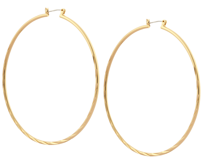 2 3/4" Textured Large Hoop Earrings