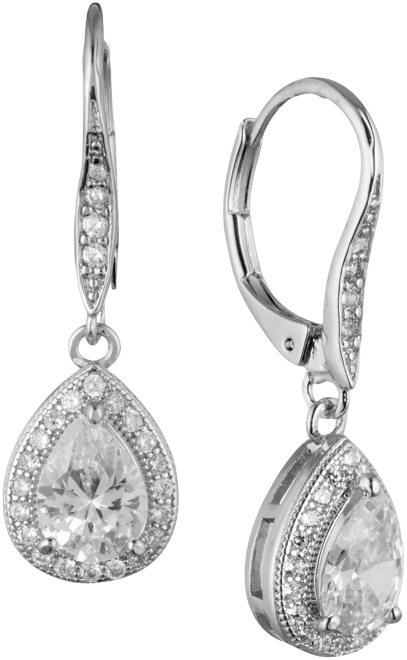 Teardrop Crystal and Pave Drop Earrings