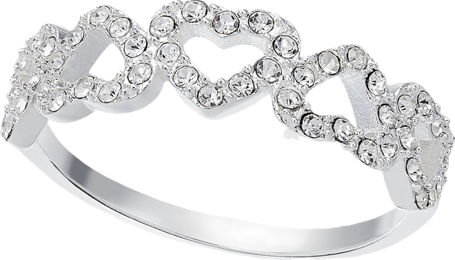 Fine Silver Plate or 18K Rose Gold Plate Pave Open Heart Ring, Created for Macy's