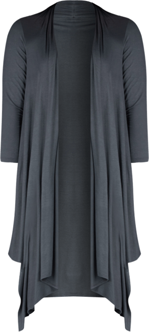 Women's Plus Size Extra Long Open Front Cardigan