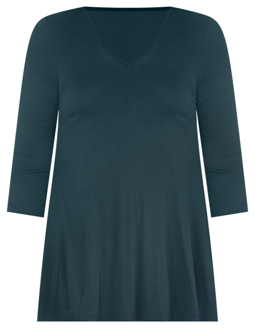 Plus Size 3/4 Sleeve V-Neck Tunic Top