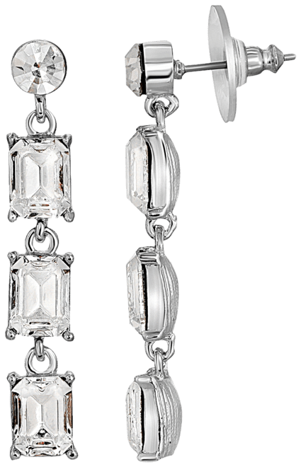 Silver-Tone Post Drop Earrings Made with Crystals