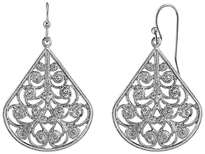 Gold Tone Filigree Pear-shaped Earrings