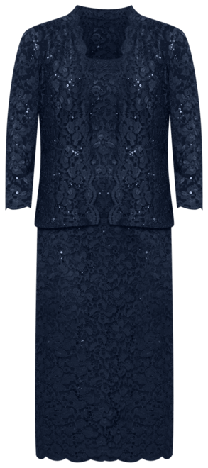 2-Pc. Lace Jacket & Midi Dress Set