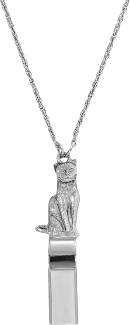 Women's Silver Tone Cat Whistle Necklace