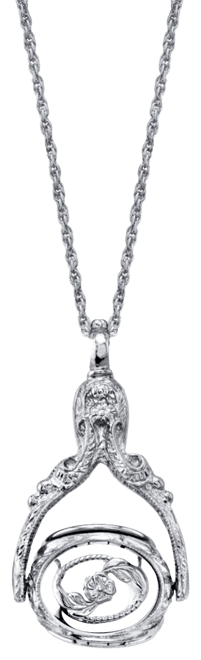 Silver-Tone 3-Sided Spinner Locket Necklace 30"