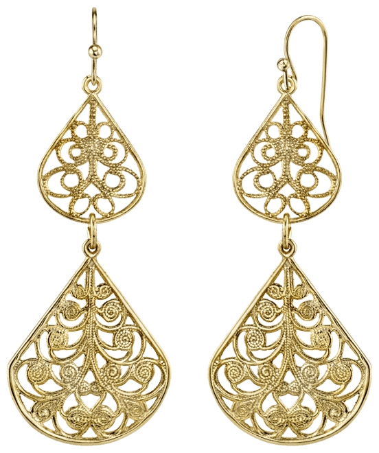 Gold-Tone Filigree Drop Earrings