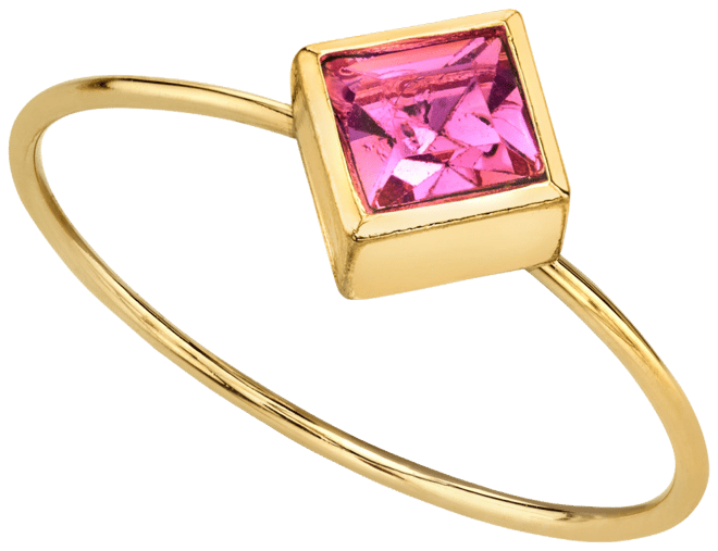 14K Gold-tone Diamond Shaped Crystal Ring