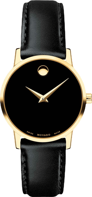 Women's Swiss Museum Classic Black Leather Strap Watch 28mm