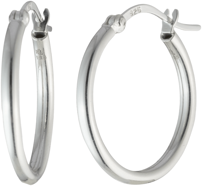 Lauren  Small Polished Hoop Earrings in Sterling Silver, 1"