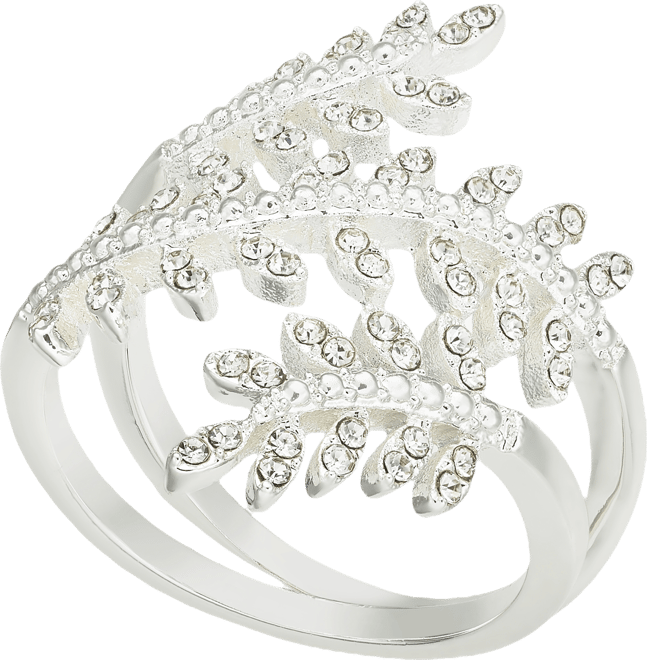 Fine Silver Plate Crystal Leaf Wrap Ring, Created for Macy's