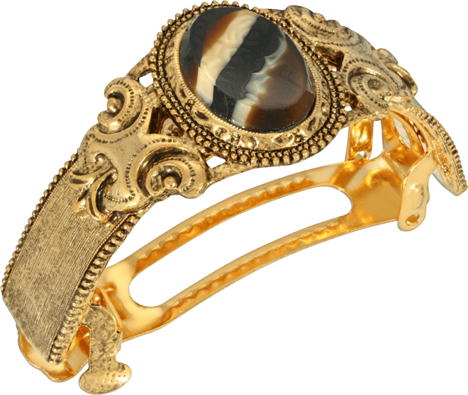 Women's Gold-Tone Oval Stone Ponytail Holder