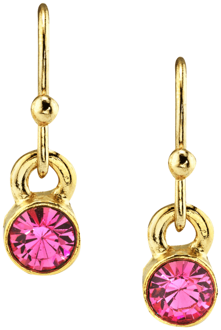 14K Gold-tone Round Crystal Wire Drop Earring