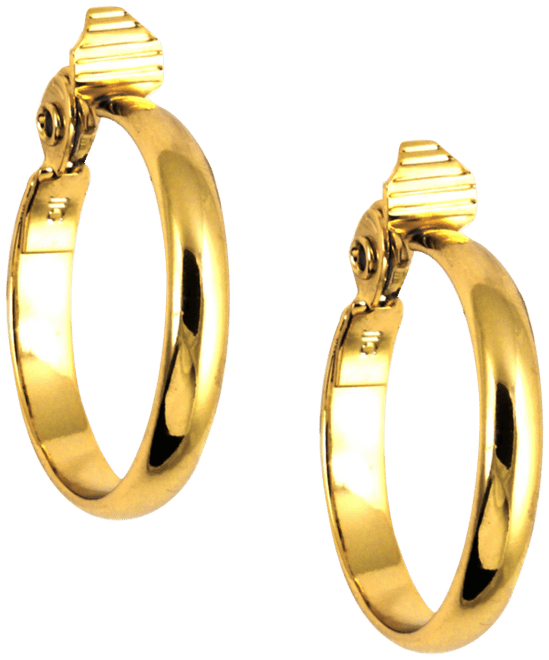 Gold-Tone 1.2" Medium Width Hoop E-z Comfort Earrings