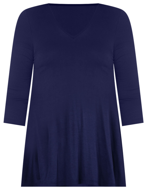 Plus Size 3/4 Sleeve V-Neck Tunic Top