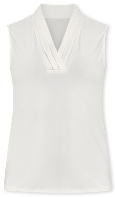 Women's Sleeveless Pleated V-Neck Shell Top