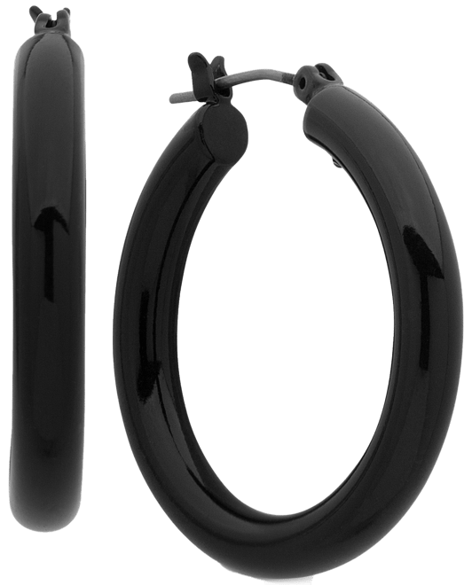 Jet-Tone Thick Small Hoop Earrings 3/4"