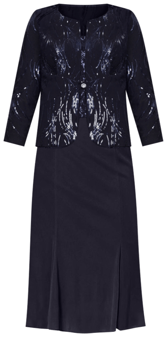 Sequined A-Line Midi Dress and Jacket