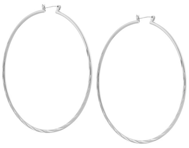 2 3/4" Textured Large Hoop Earrings