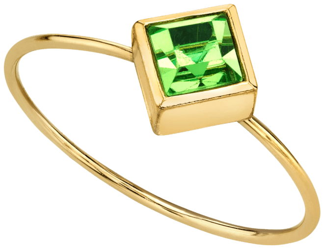 14K Gold-tone Diamond Shaped Crystal Ring