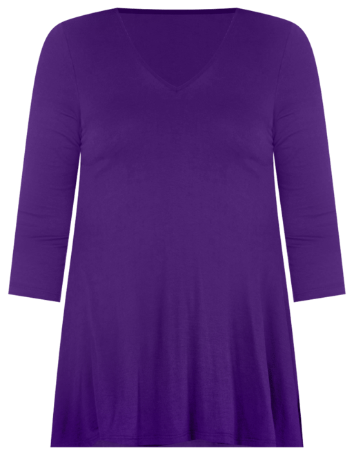 Plus Size 3/4 Sleeve V-Neck Tunic Top
