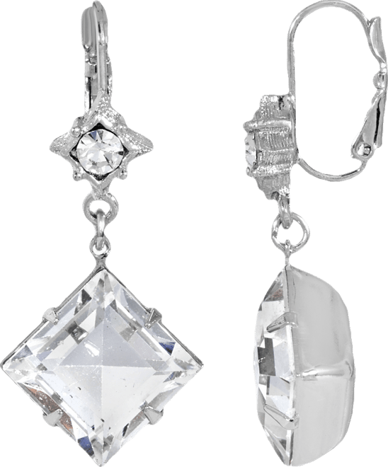 Women's Silver Tone Crystal Stone Drop Earring