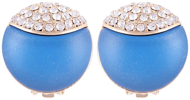 Frosted Lucite Button Clip Earring