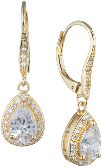 Teardrop Crystal and Pave Drop Earrings